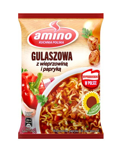 Amino Instantní gulášová polévka s vepřovým masem a paprikou